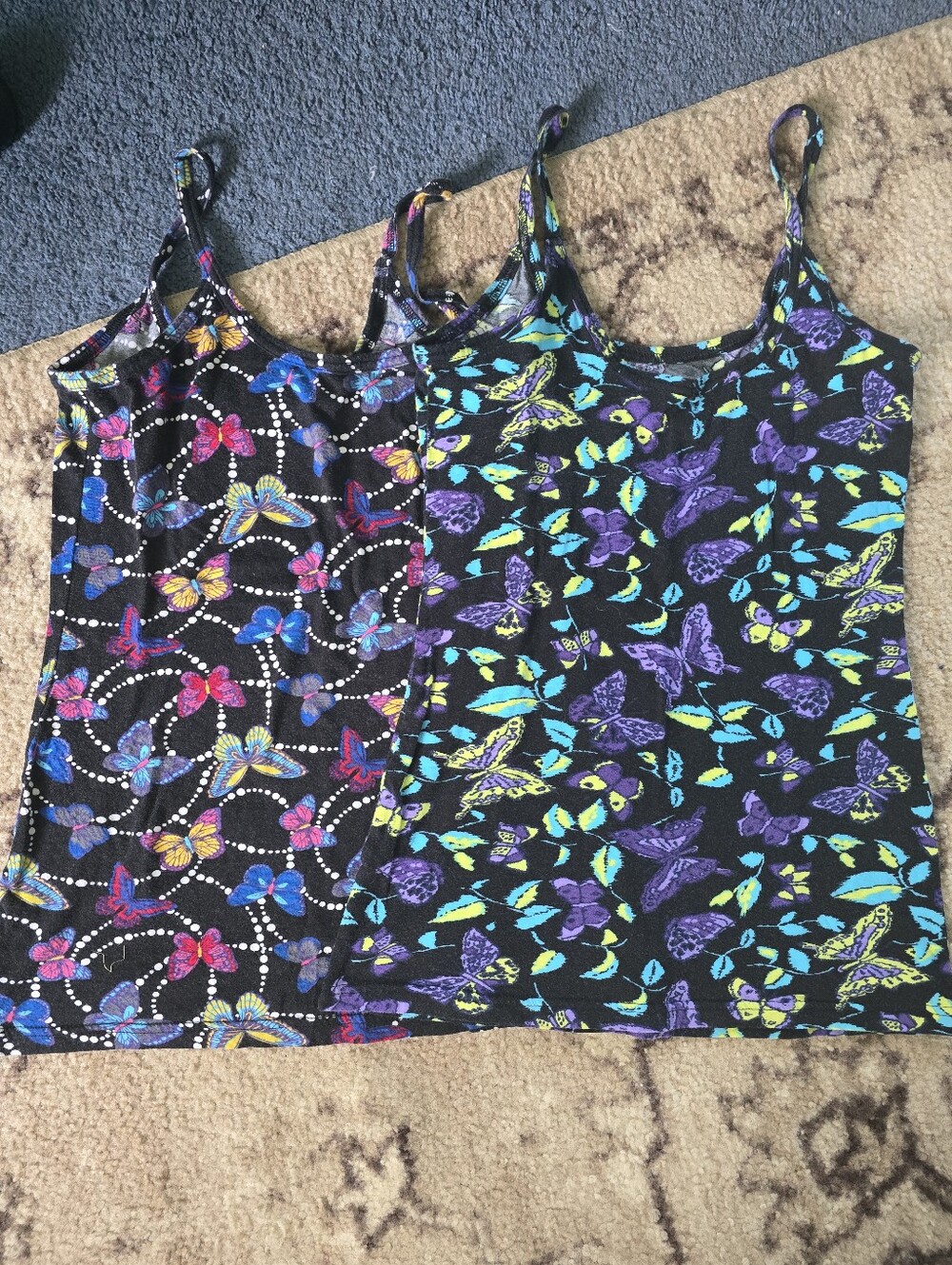 OP Black Butterfly Print Camisoles in Multicolor